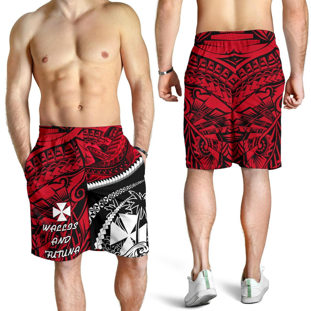 Wallis und Futuna Tapa Männer Bermudas Shorts Polynesian Shark Tattoo