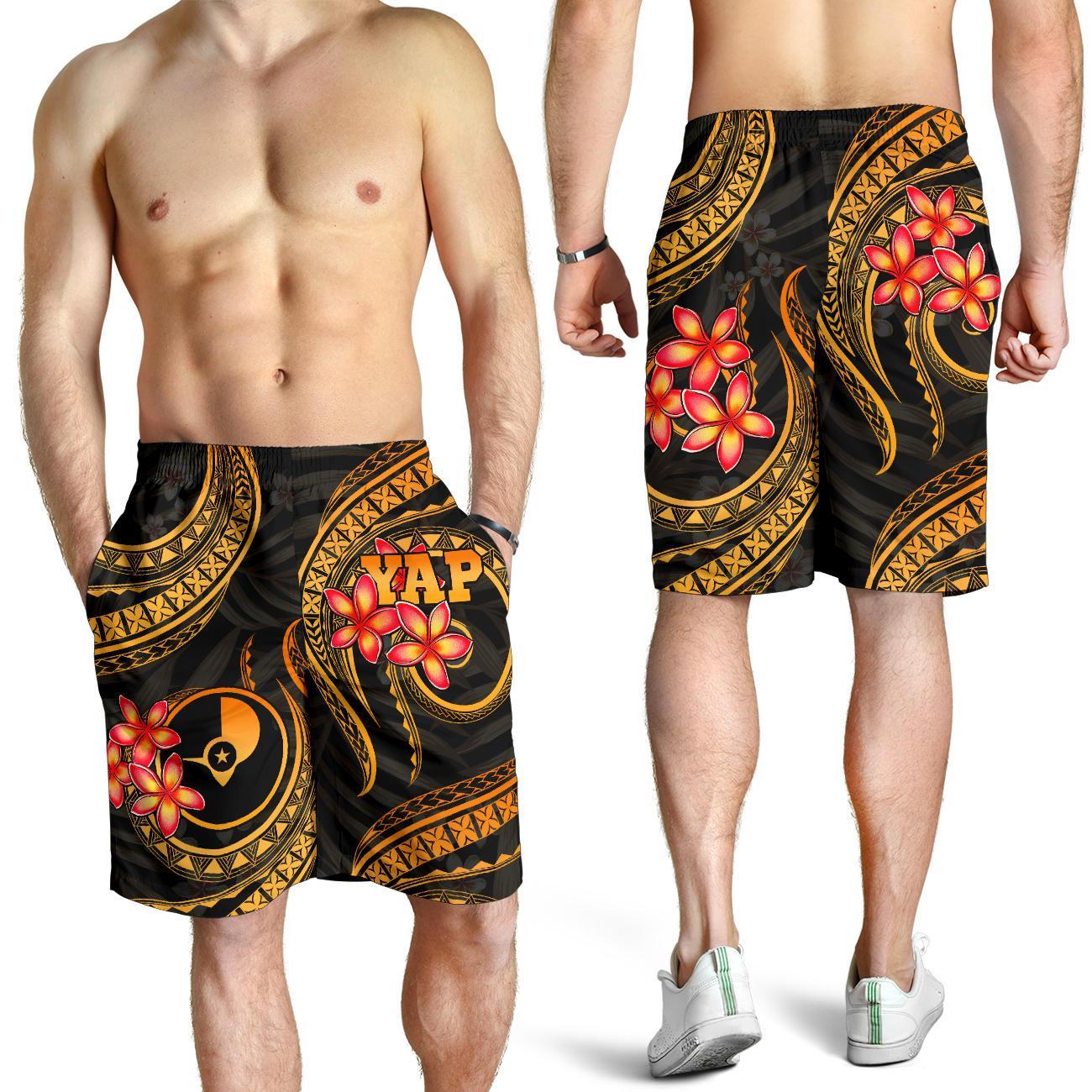 Yap Micronesian Herren Bermuda Shorts - Gold Plumeria