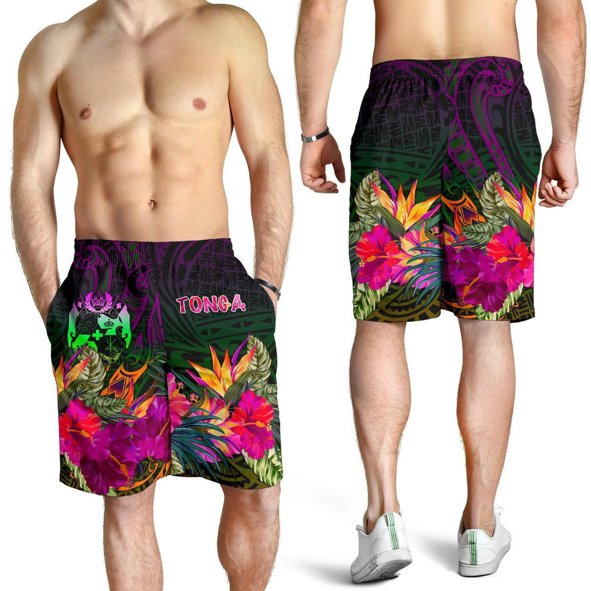 Tonga Polynesian Herren Bermudas Shorts - Summer Hibiscus