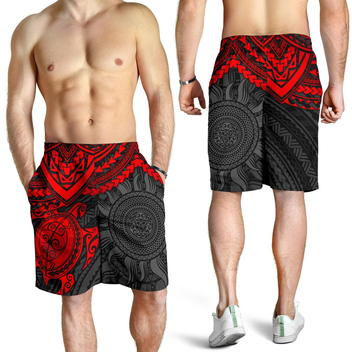 Polynesische Bermudas Shorts (Herren) - Polynesian Red Turtle