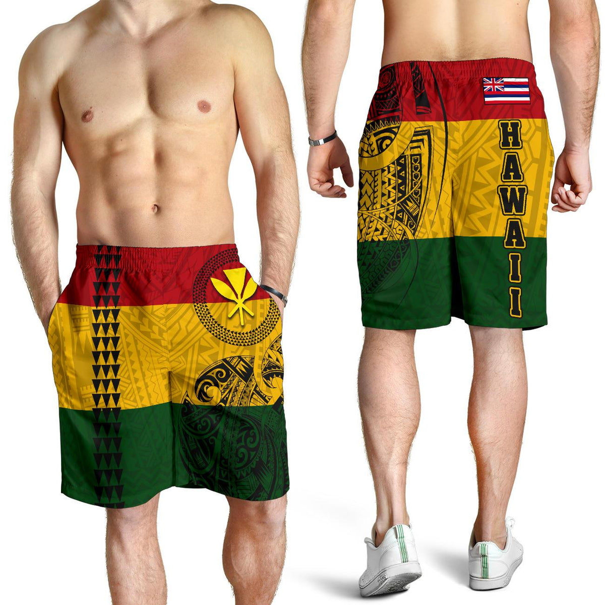 Hawaii Kanaka Flagge Polynesische Herren Bermudas Shorts Limitierte Auflage