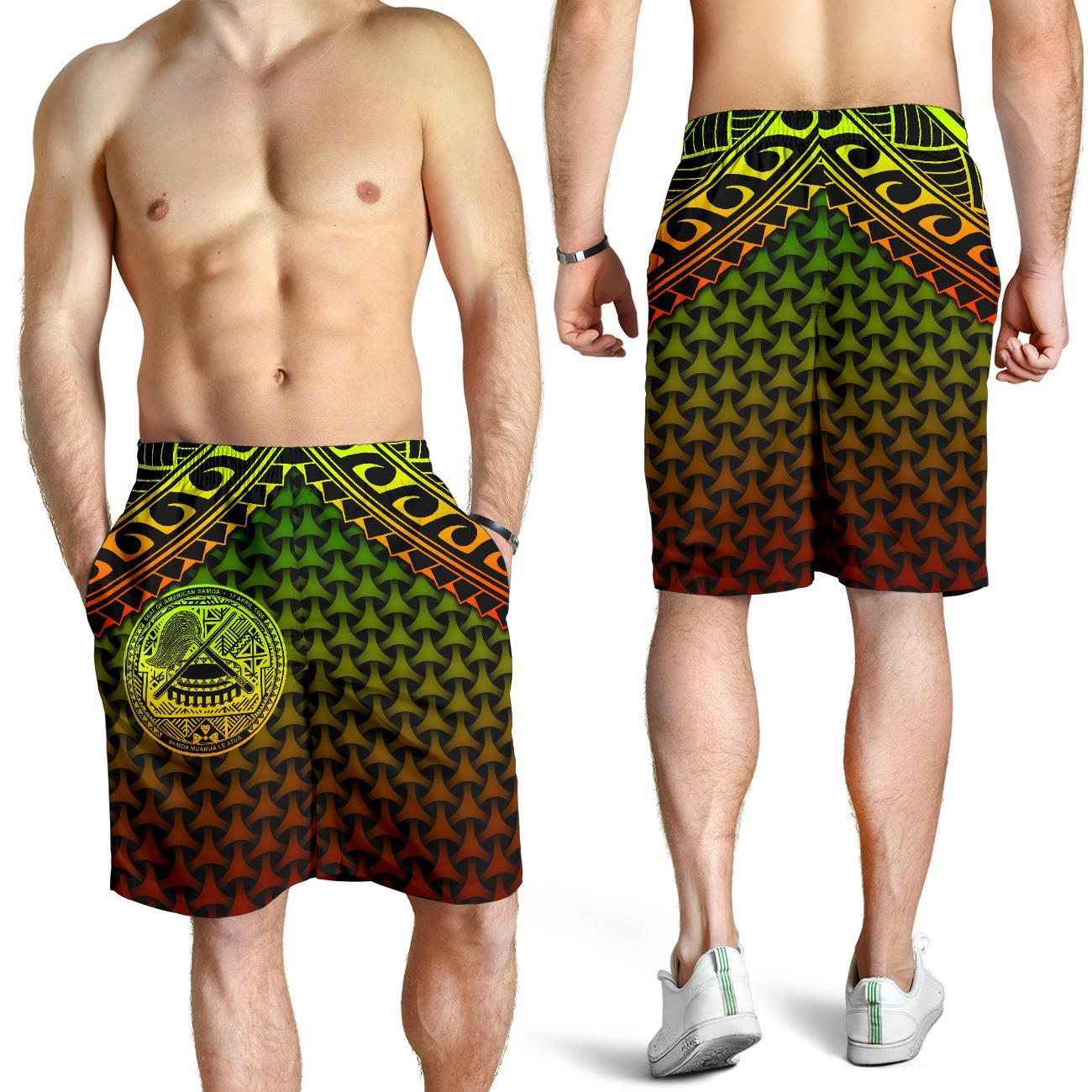 Polynesische Amerikanisch-Samoa Herren Bermudas Shorts - Reggae Vintage Polynesian Patterns