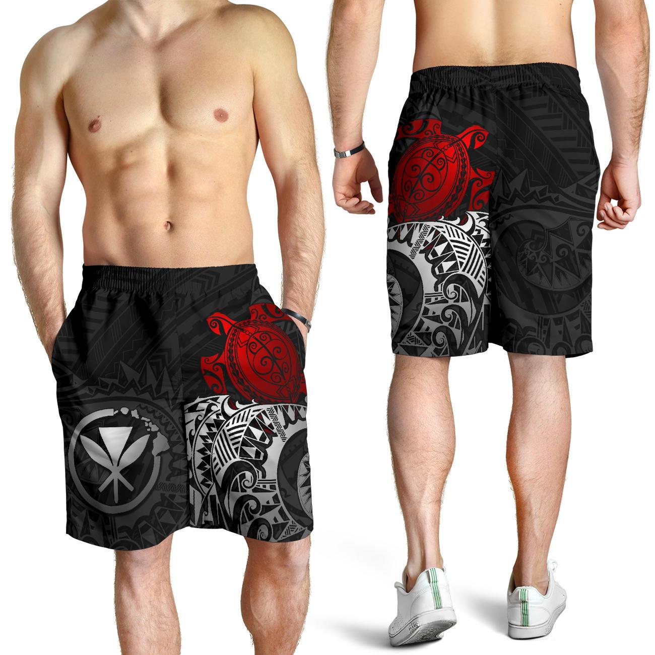Polynesian Hawaii Bermudas Shorts (Herren) - Polynesian Turtle (Rot)
