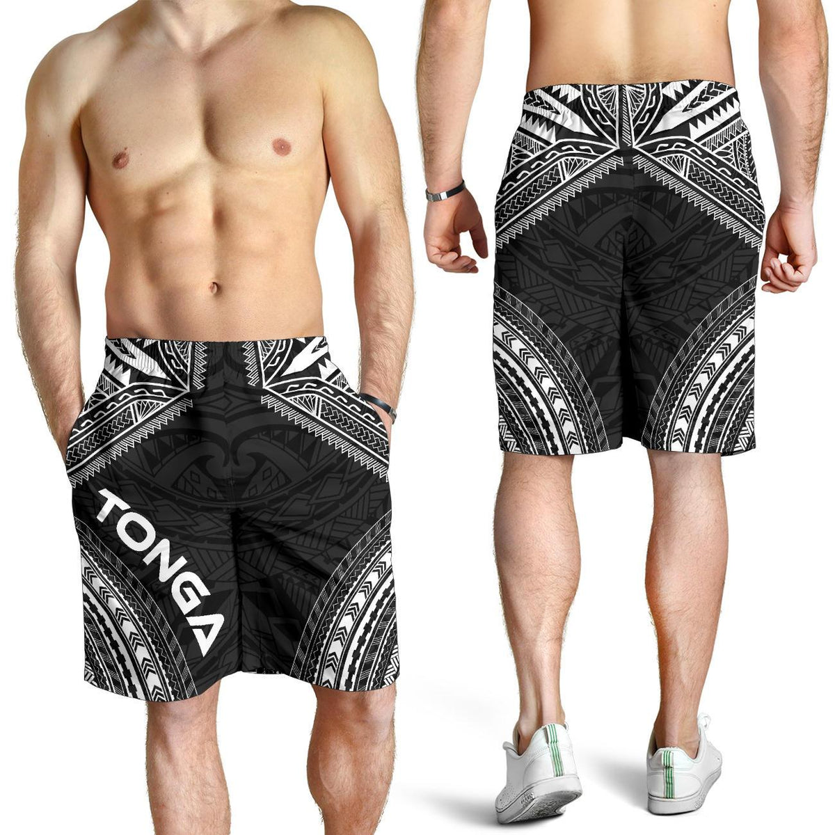 Tonga Herren Bermudas Shorts - Polynesian Chief Schwarze Version
