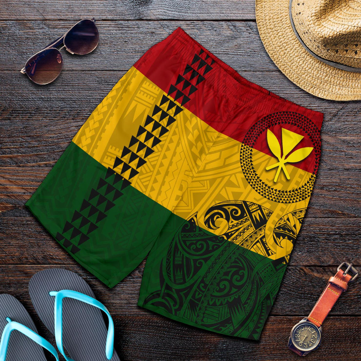Hawaii Kanaka Flagge Polynesische Herren Bermudas Shorts Limitierte Auflage
