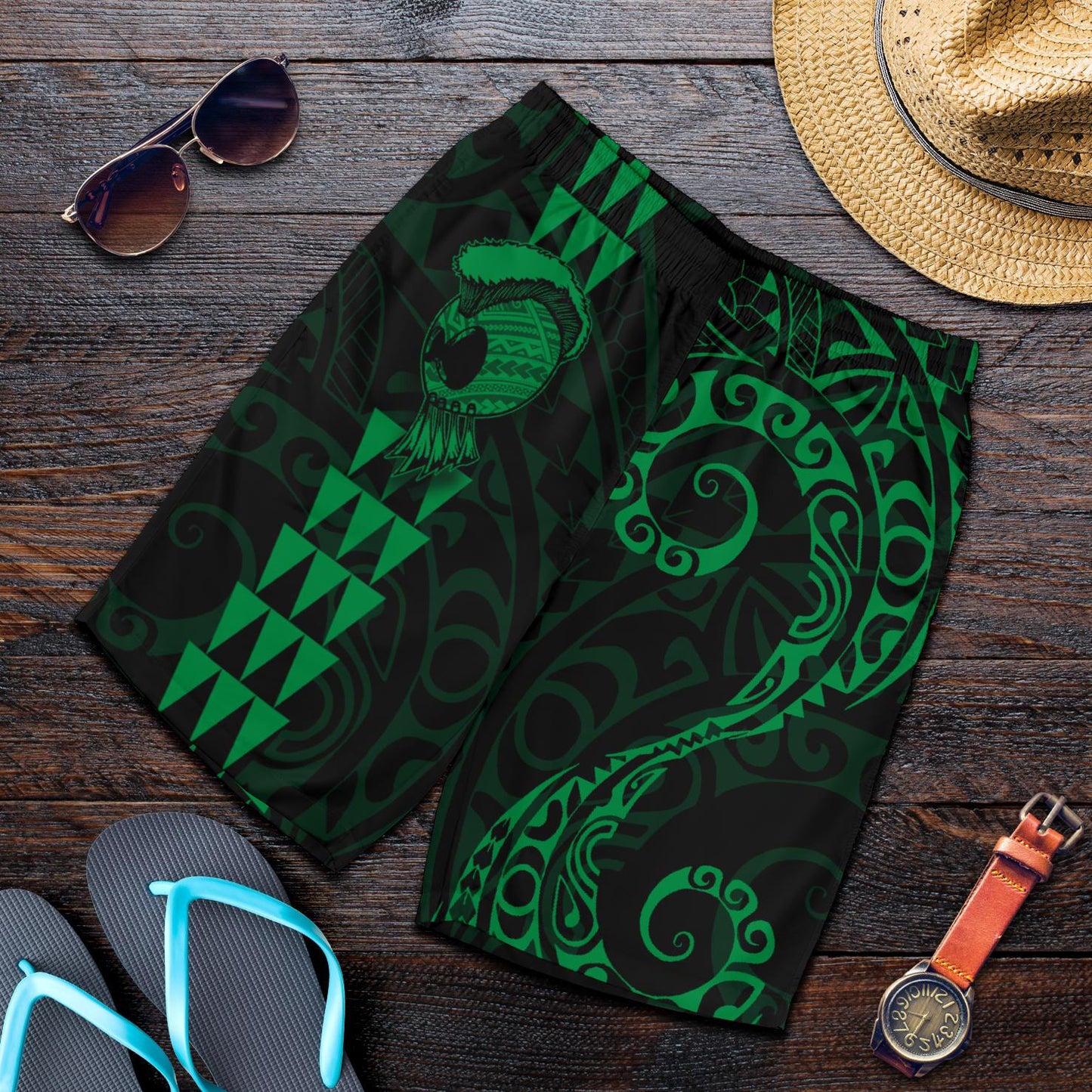 Hawaii Warrior Bermudas Shorts für Herren, Grün