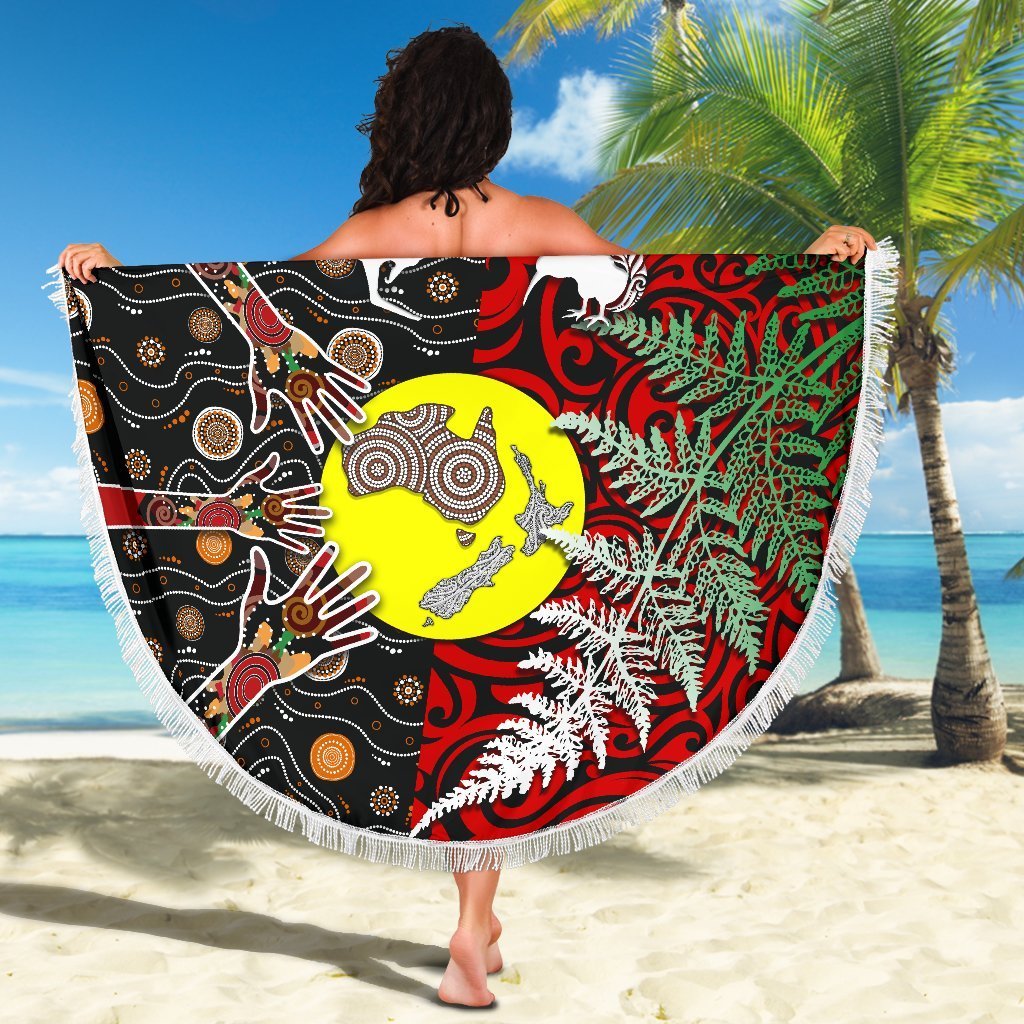 Hawaii und Philippinen zusammen Stranddecke Krieger Tiki Maske und philippinische Sonne polynesischen Stil LT03