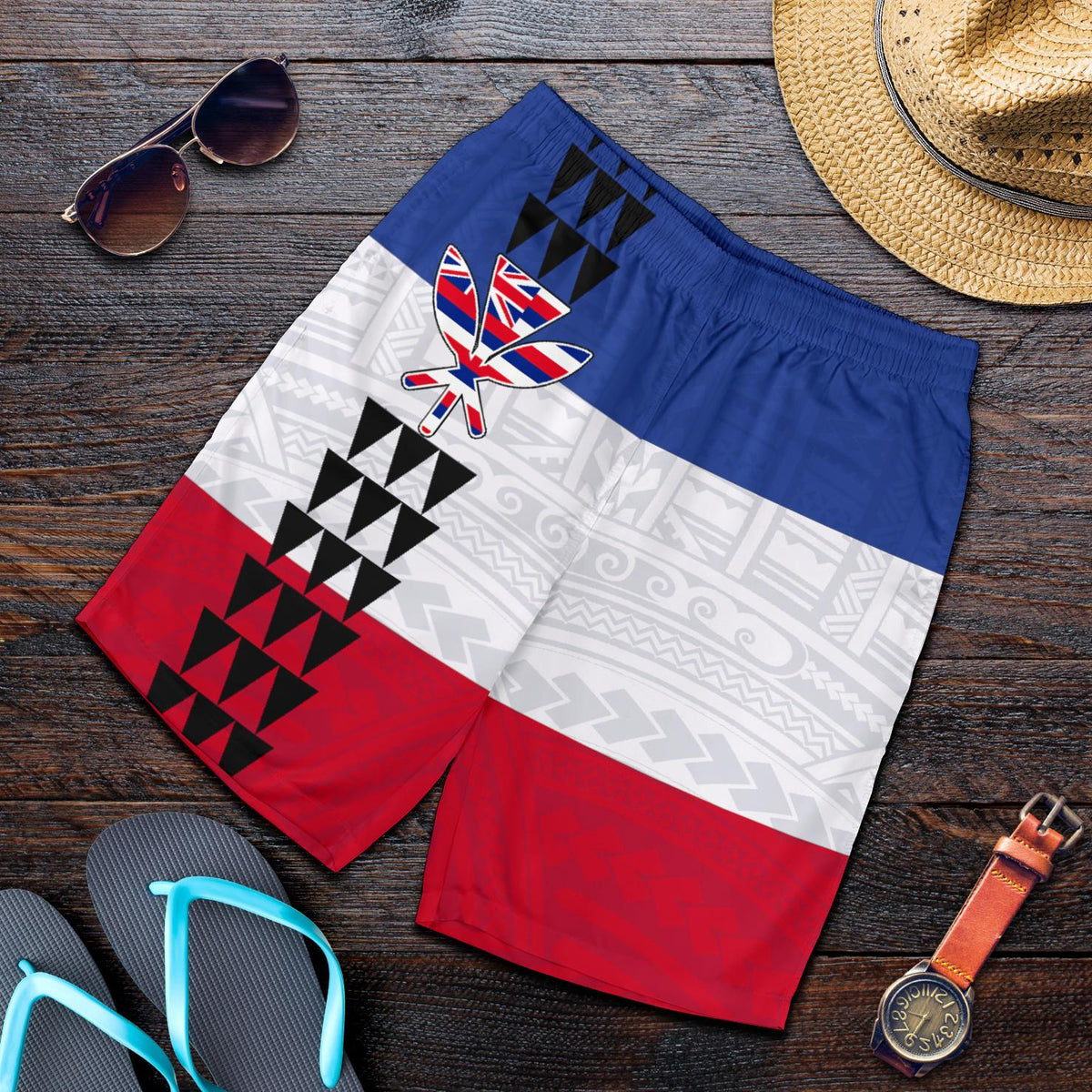 Hawaiianischer Flagge Polynesian Herren Bermuda Shorts