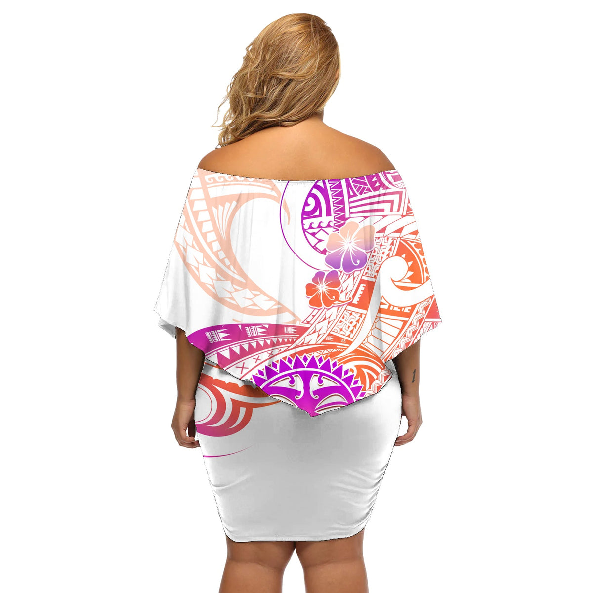 Kia Ora Maori Neuseeland Pastell Off Shoulder Kurzes Kleid blumen Sun Ta Moko Sunset Version LT01