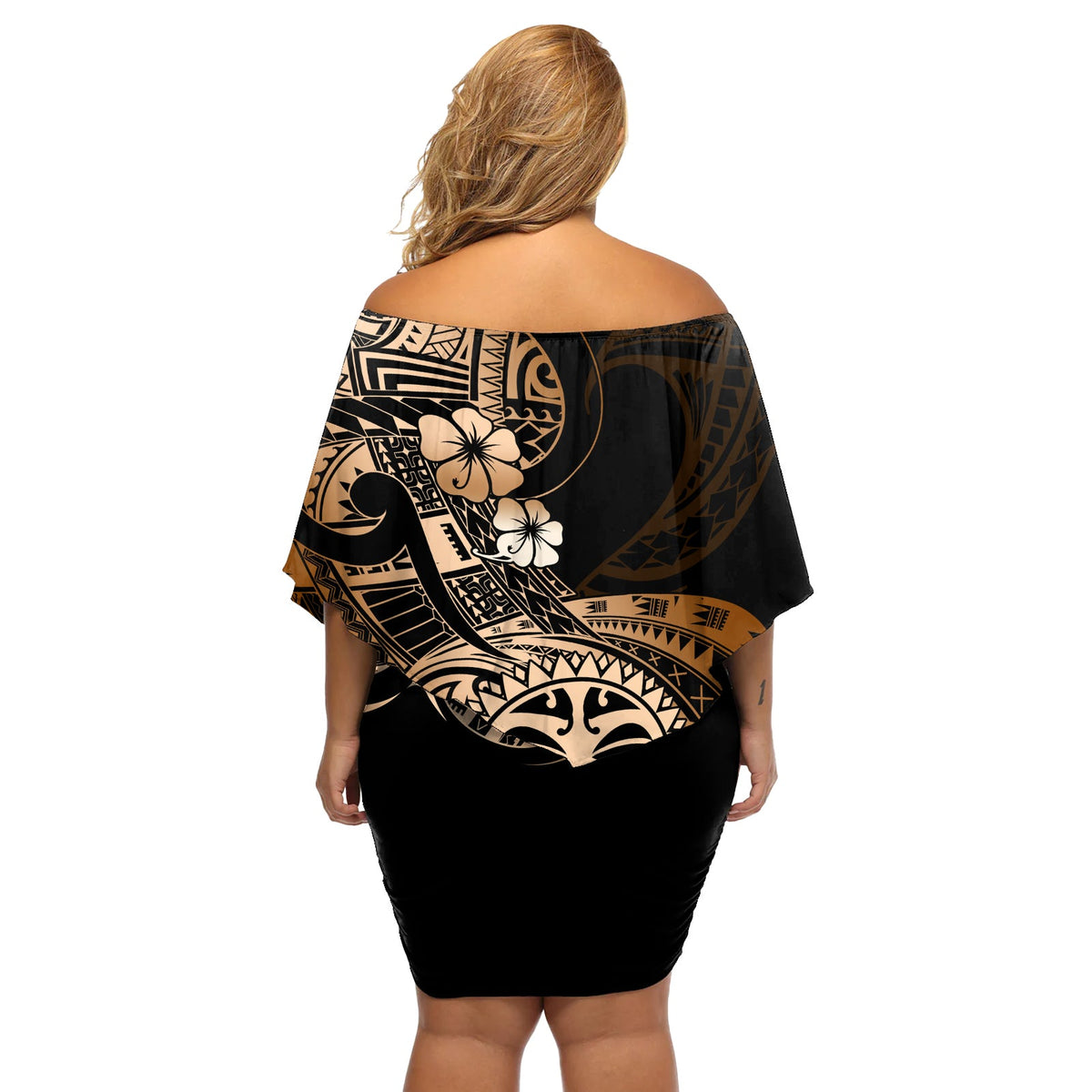 Aotearoa Kia Ora Neuseeland Ta Moko Gold Version Off Schulter Kurzes Kleid blumen LT01