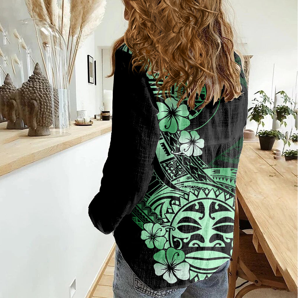 Aotearoa Kia Ora Neuseeland Ta Moko Grüne Version Frauen Casual Shirt LT01