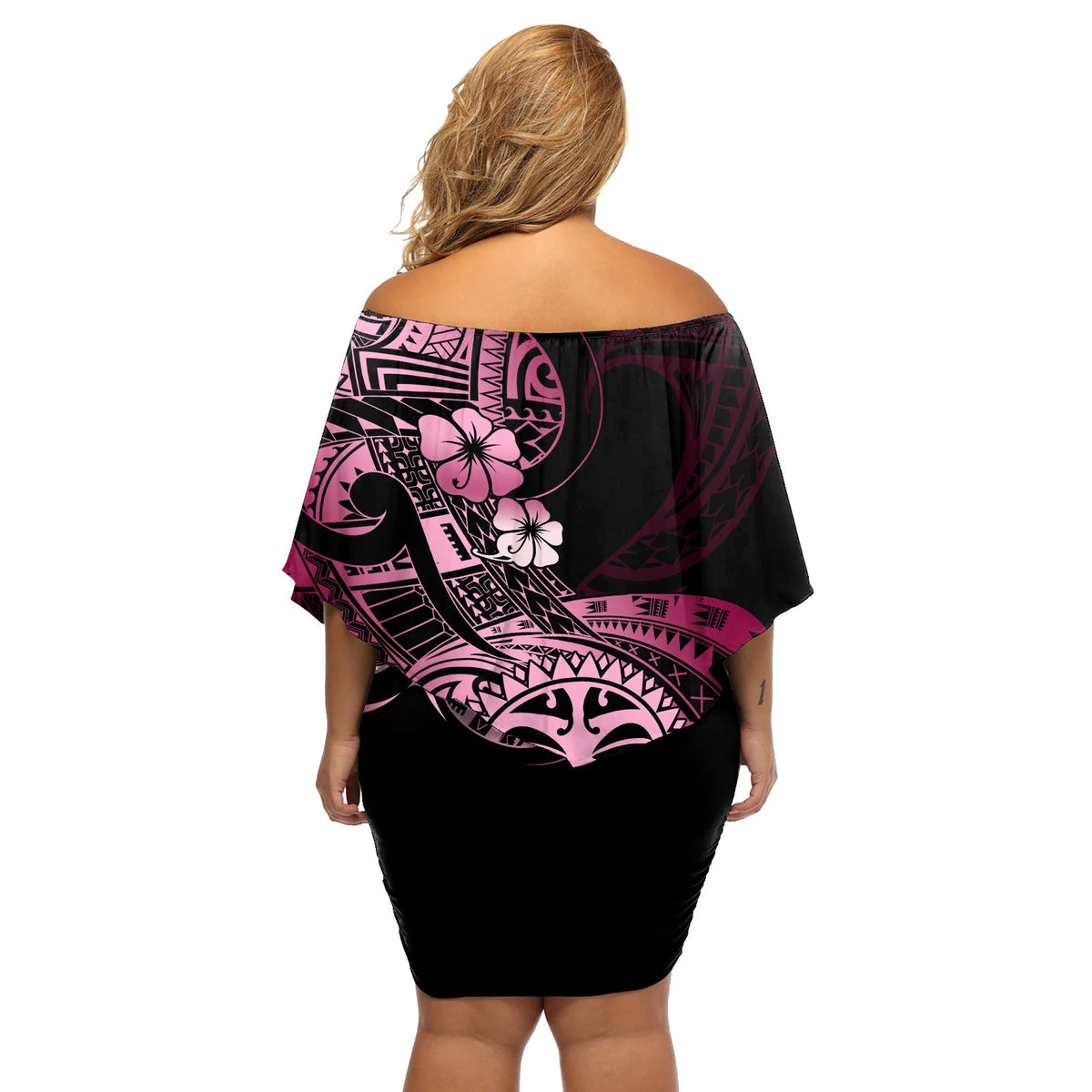 Aotearoa Kia Ora Neuseeland Ta Moko Rosa Version Off Schulter Kurzes Kleid blumen LT01