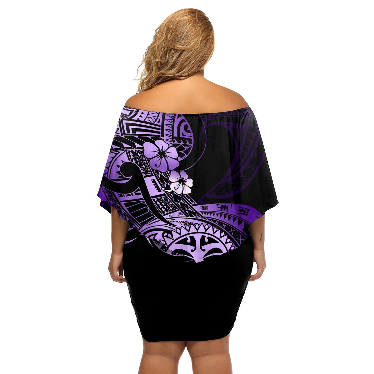 Aotearoa Kia Ora Neuseeland Ta Moko Lila Version Off Schulter Kurzes Kleid blumen LT01