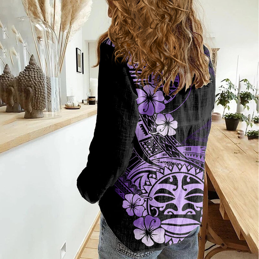 Aotearoa Kia Ora Neuseeland Ta Moko Lila Version Frauen Casual Shirt LT01