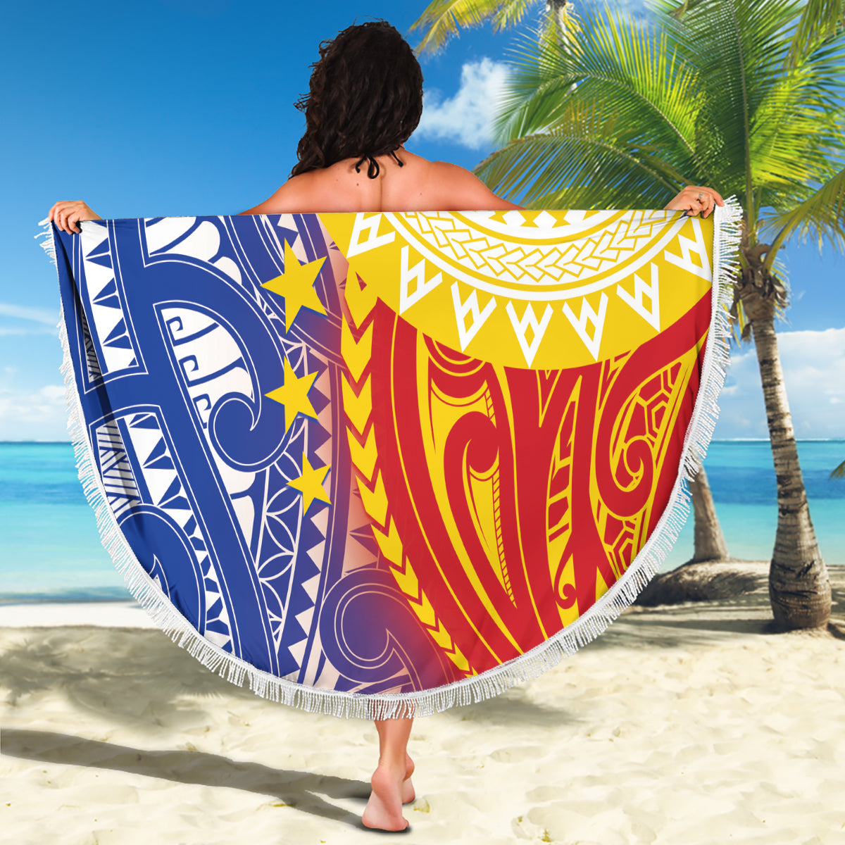 Polynesia Paisley Stranddecke Mix Lila Polynesianisches Muster LT05