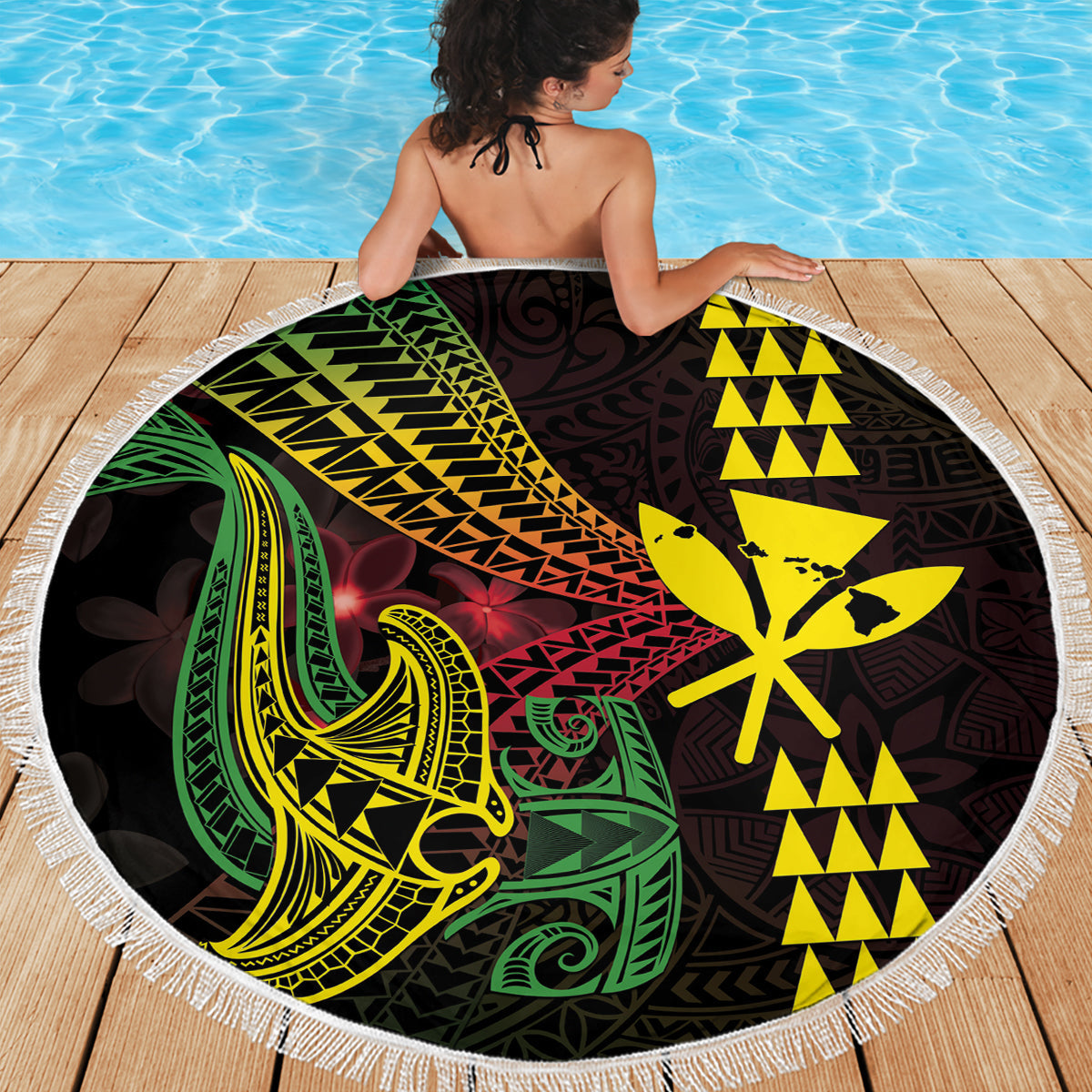 Samoa Manuia le Aso Tuto'atasi Siapo Motiv Stranddecke Krieger mit Nifo Oti LT7
