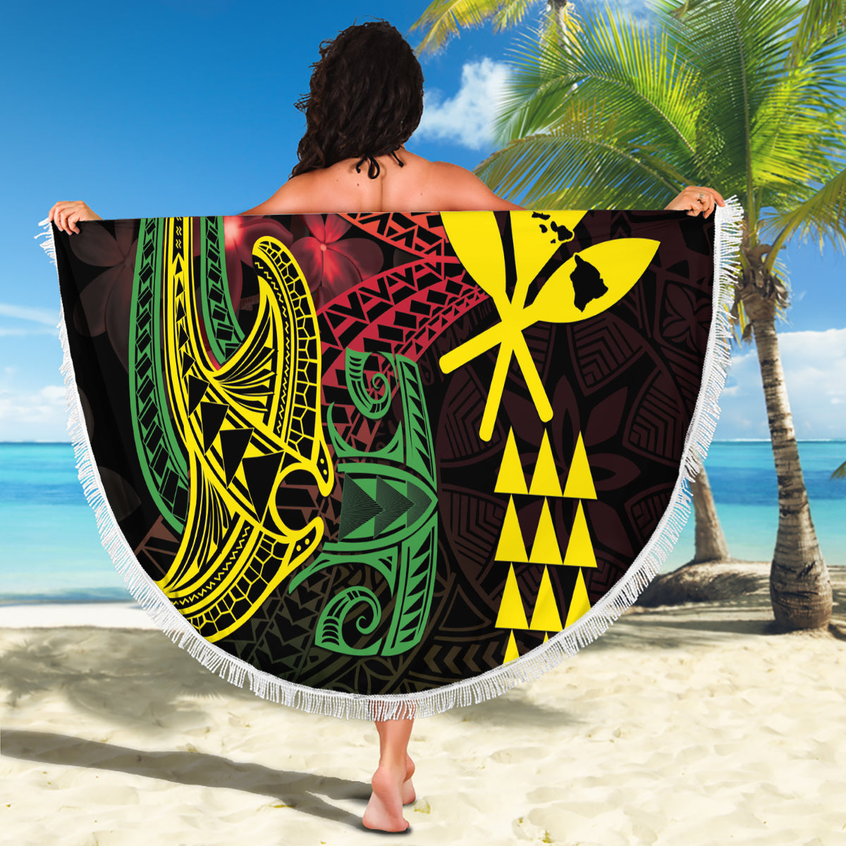 Samoa Manuia le Aso Tuto'atasi Siapo Motiv Stranddecke Krieger mit Nifo Oti LT7