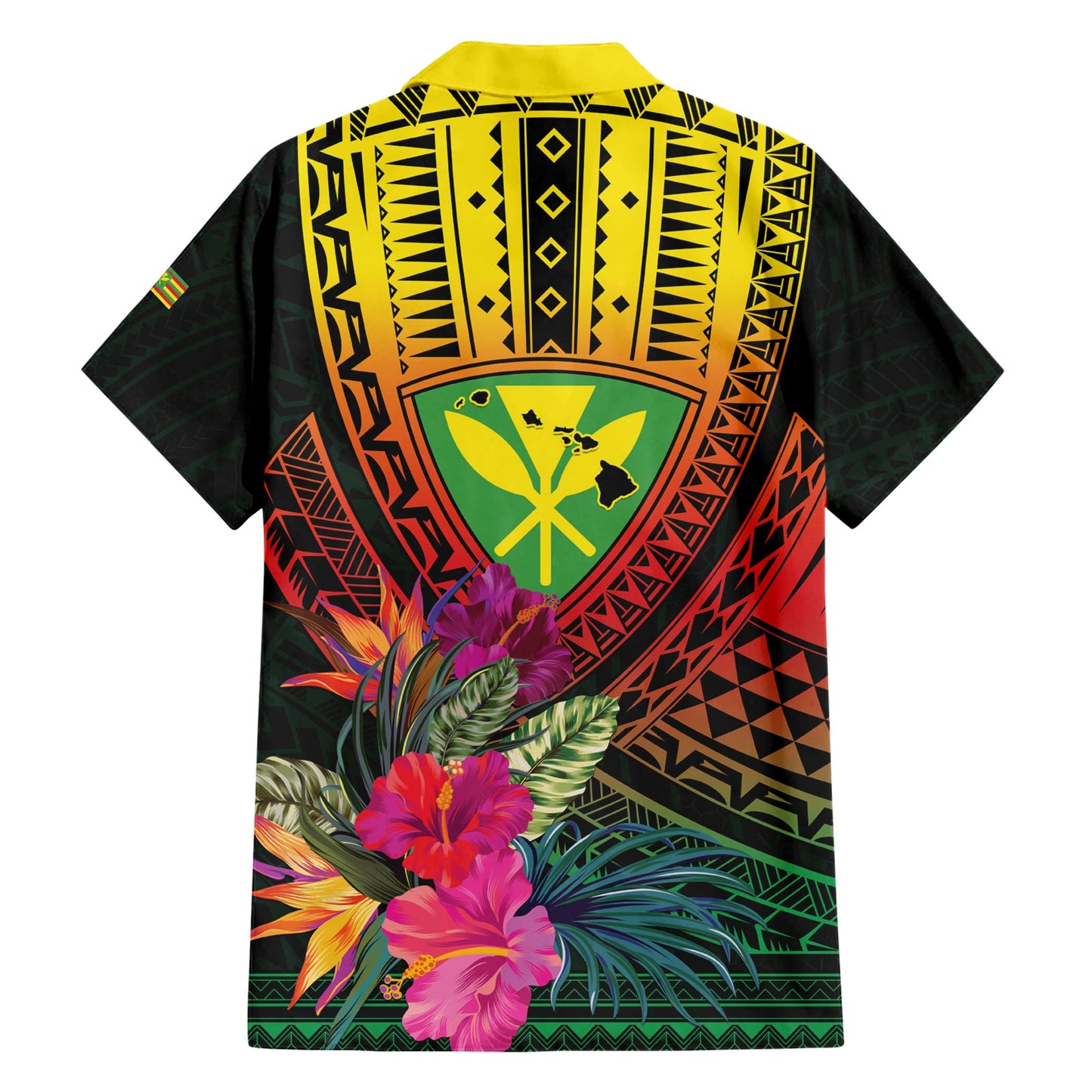 Hawaii Kanaka Maoli Flagge Tag Hawaiihemd Tropische Blumen LT01