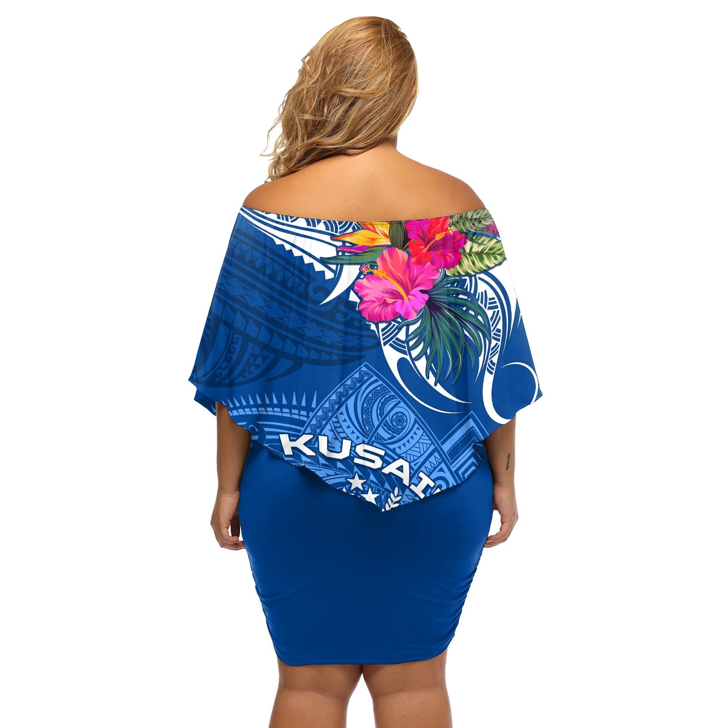 Kosrae Constitution Day Schulterfreies Kurzes Kleid blumen Kusaie Sonderstil LT01