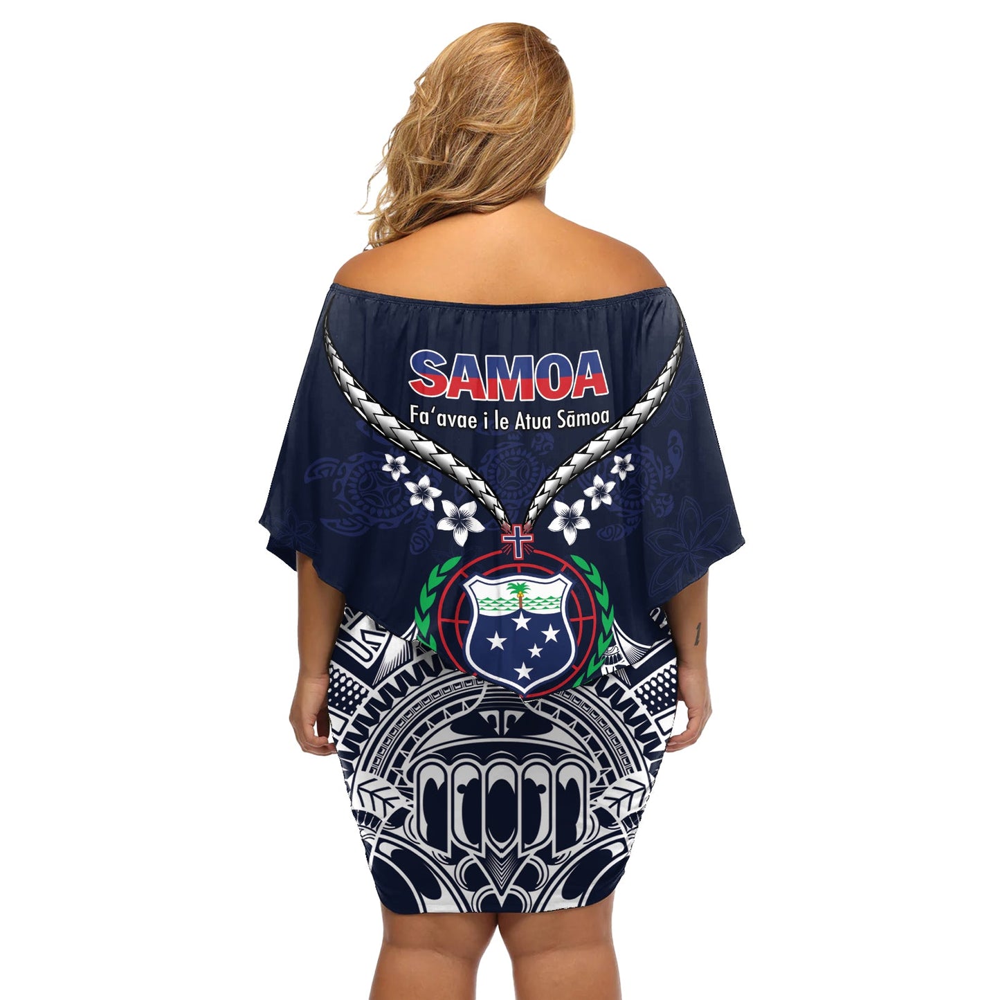 Samoa Unabhängigkeitstag Schulterfreies Kurzes Kleider blumen Ula Nifo Mix Turtle LT01