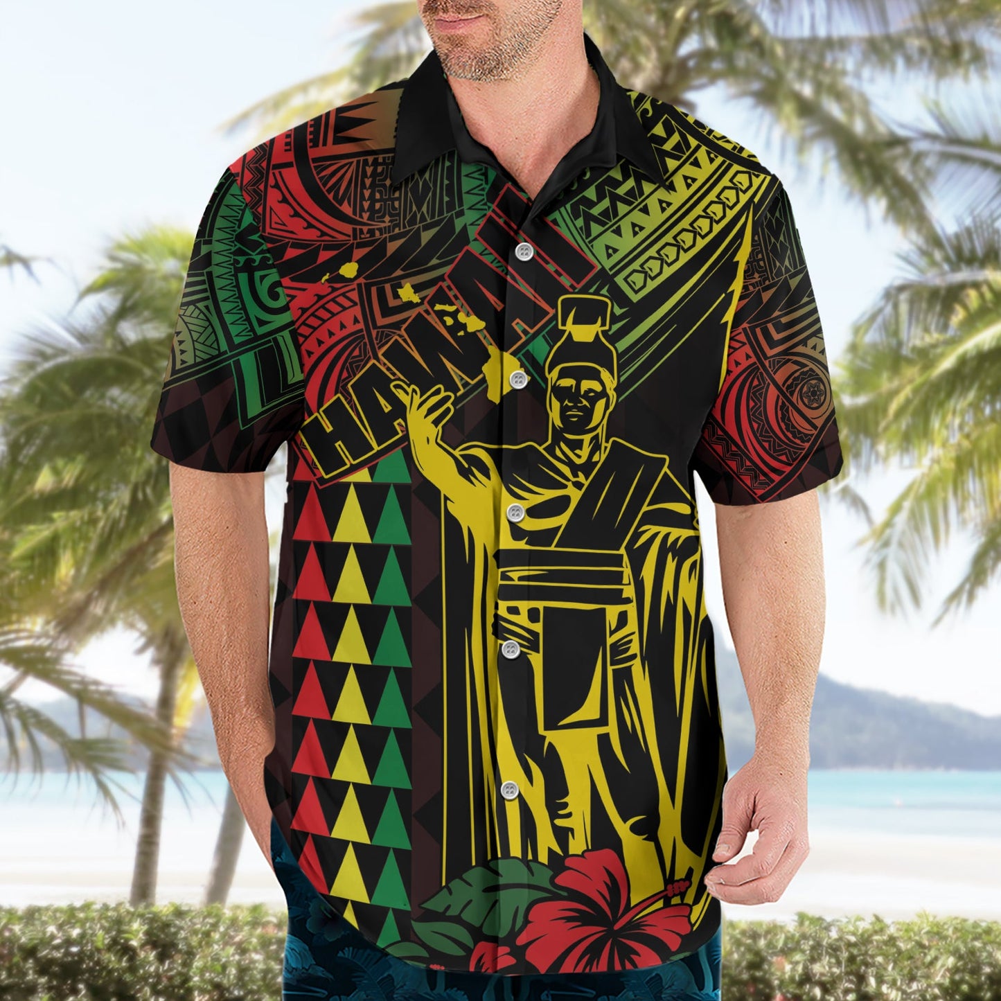 König Kamehameha Tag Hawaiihemd Hawaii Kakau Reggae LT01