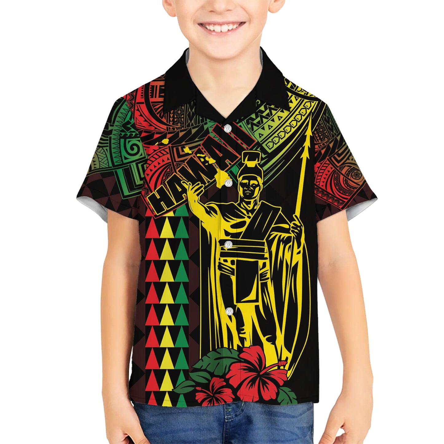König Kamehameha Tag Hawaiihemd Hawaii Kakau Reggae LT01