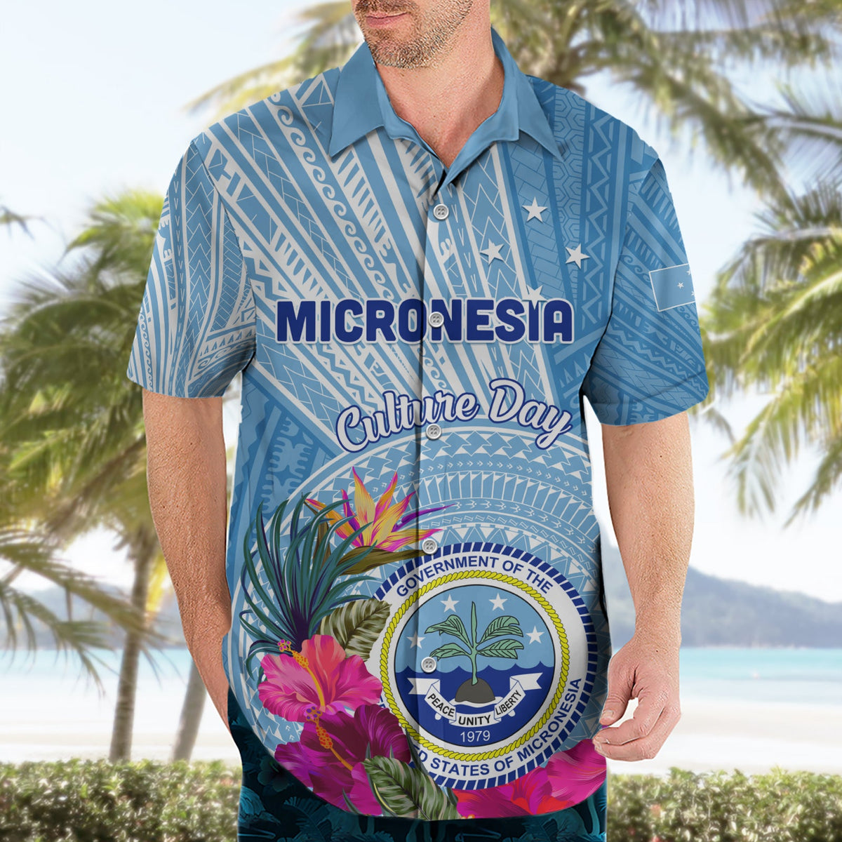 Mikronesien Kulturtag Hawaiihemd Tribal Muster Tropischer Stil LT01
