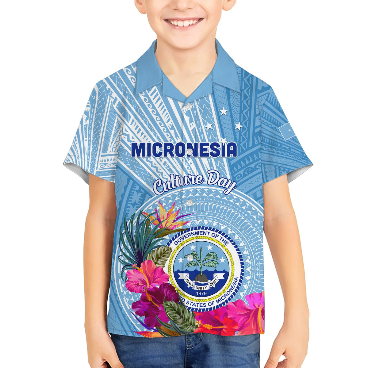 Mikronesien Kulturtag Hawaiihemd Tribal Muster Tropischer Stil LT01