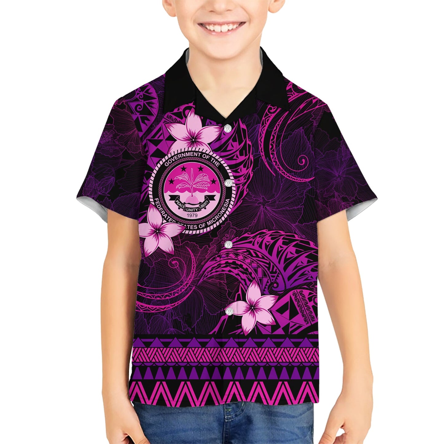 FSM Culture Day Hawaiihemd Tribal Muster Rosa Version LT01