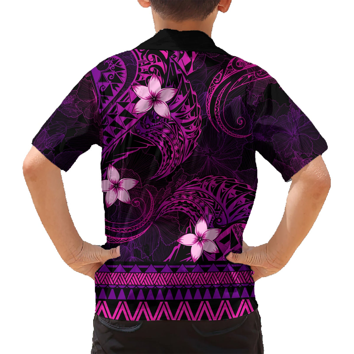 FSM Yap State Hawaiihemd Tribalmuster Rosa Version LT01