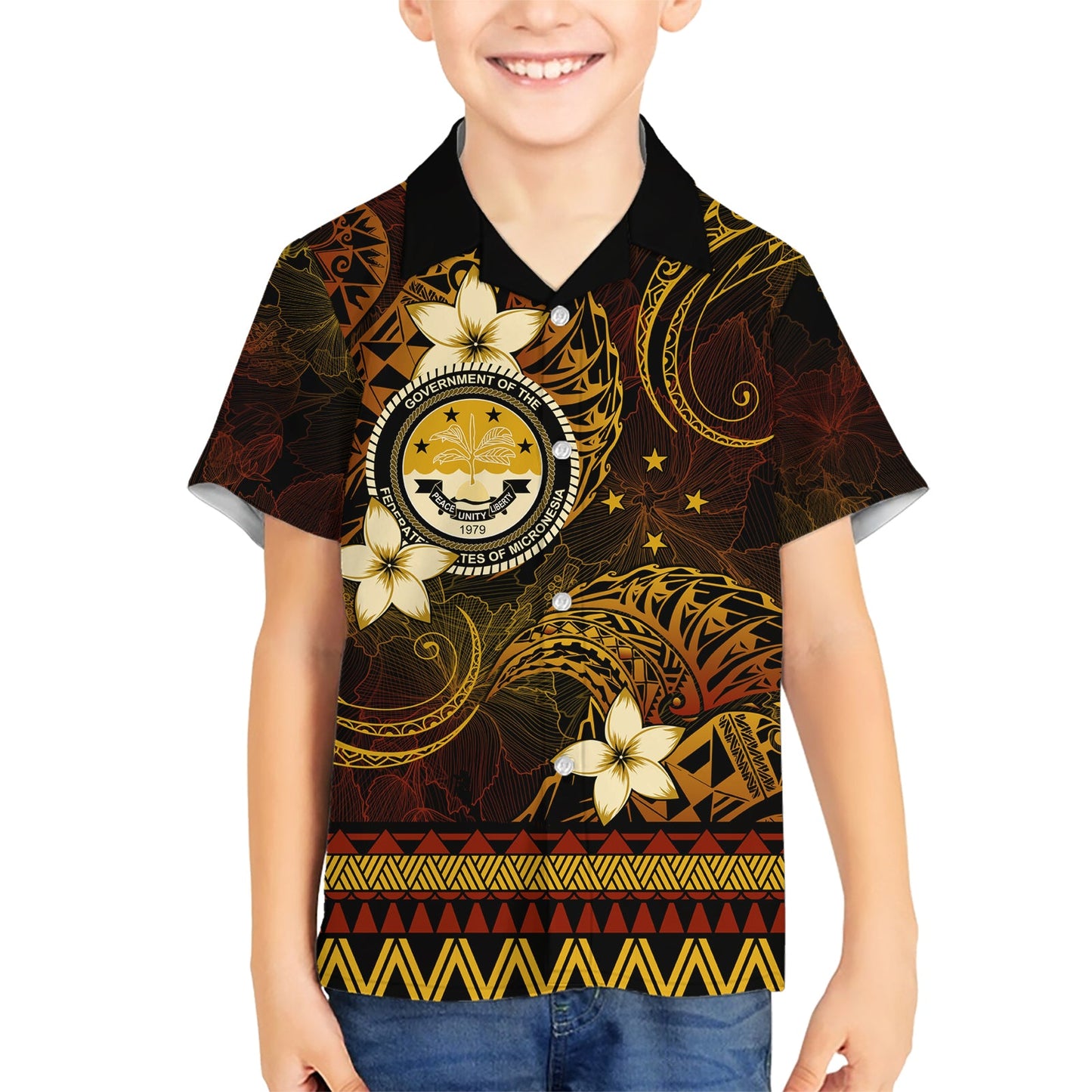 FSM Kulturtag Hawaiihemd Tribal Muster Gold Version LT01