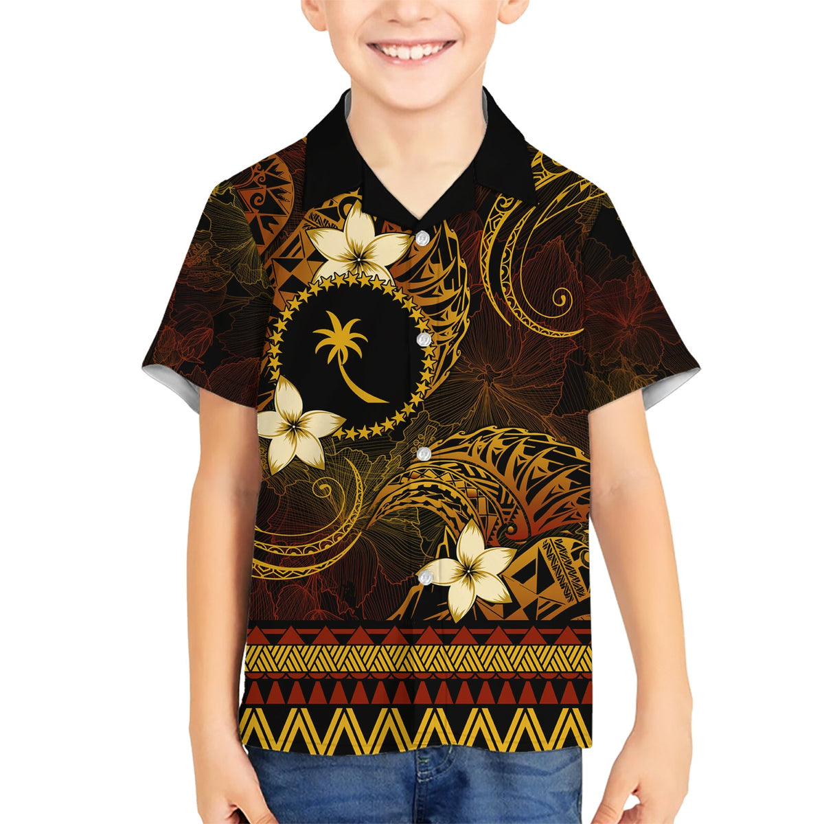 FSM Chuuk State Hawaiihemd Tribal Muster Gold Version LT01
