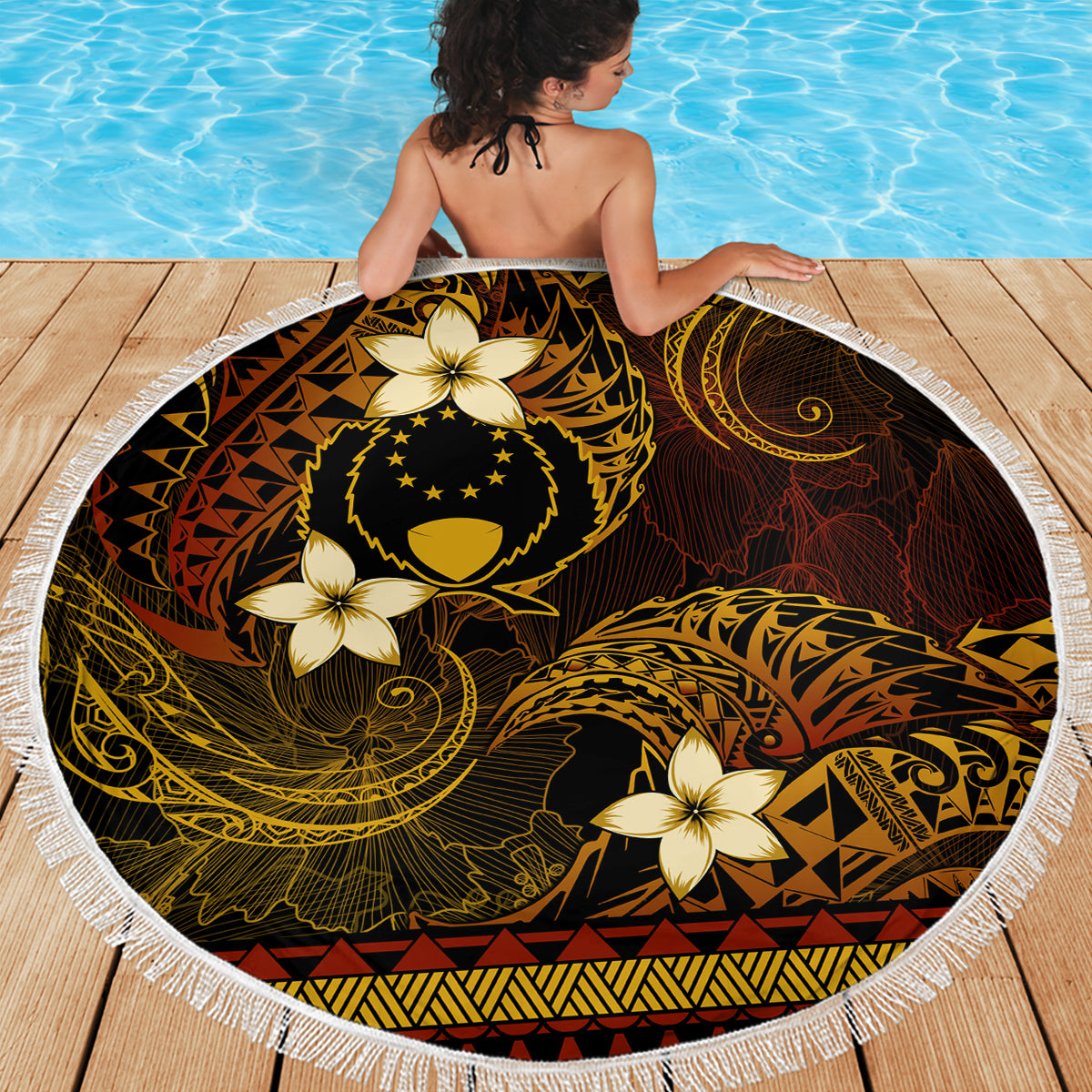Polynesische Frauentag Stranddecke Plumeria Passion - Weiß LT7