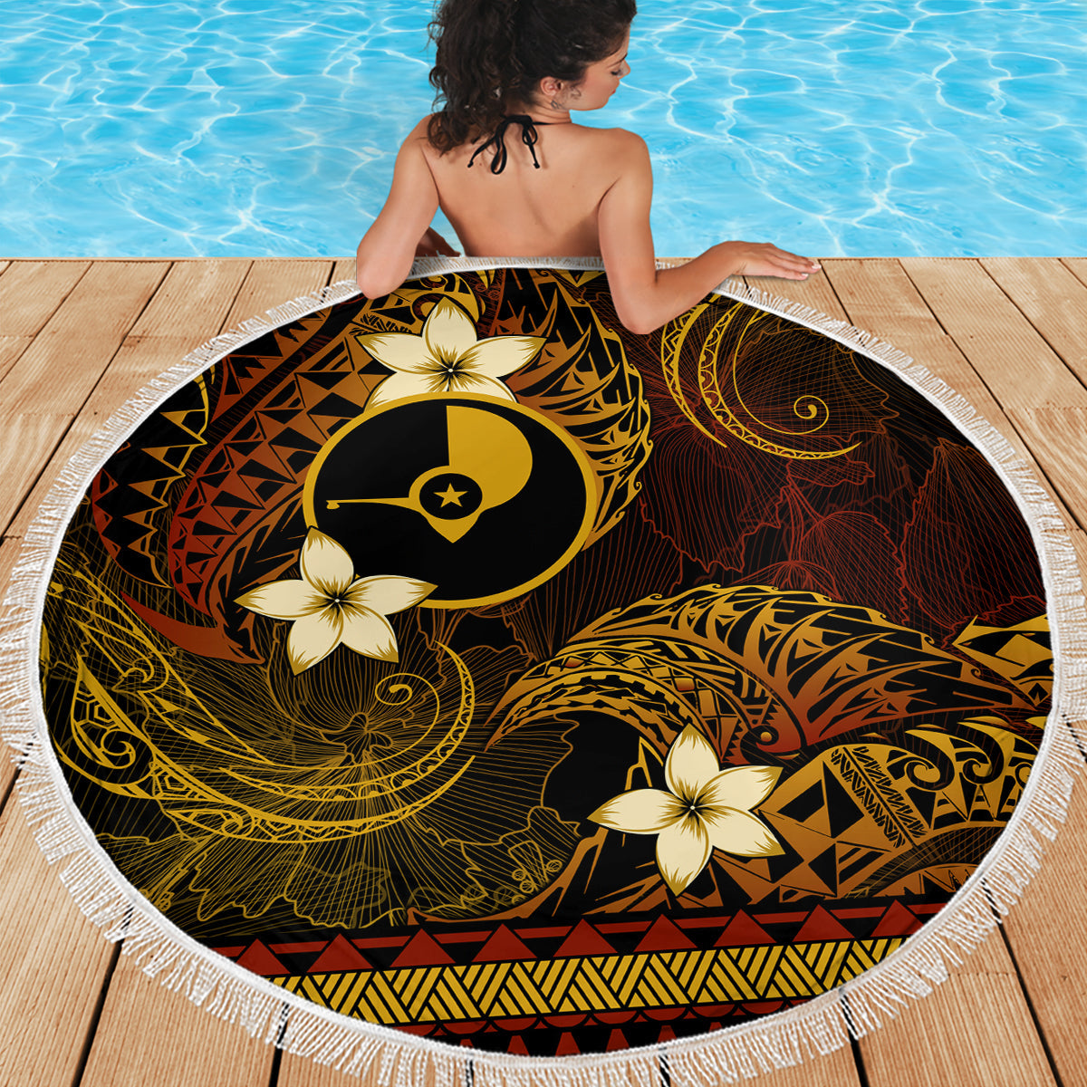 Polynesische Stranddecke zum Frauentag Plumeria Passion - Türkis LT7