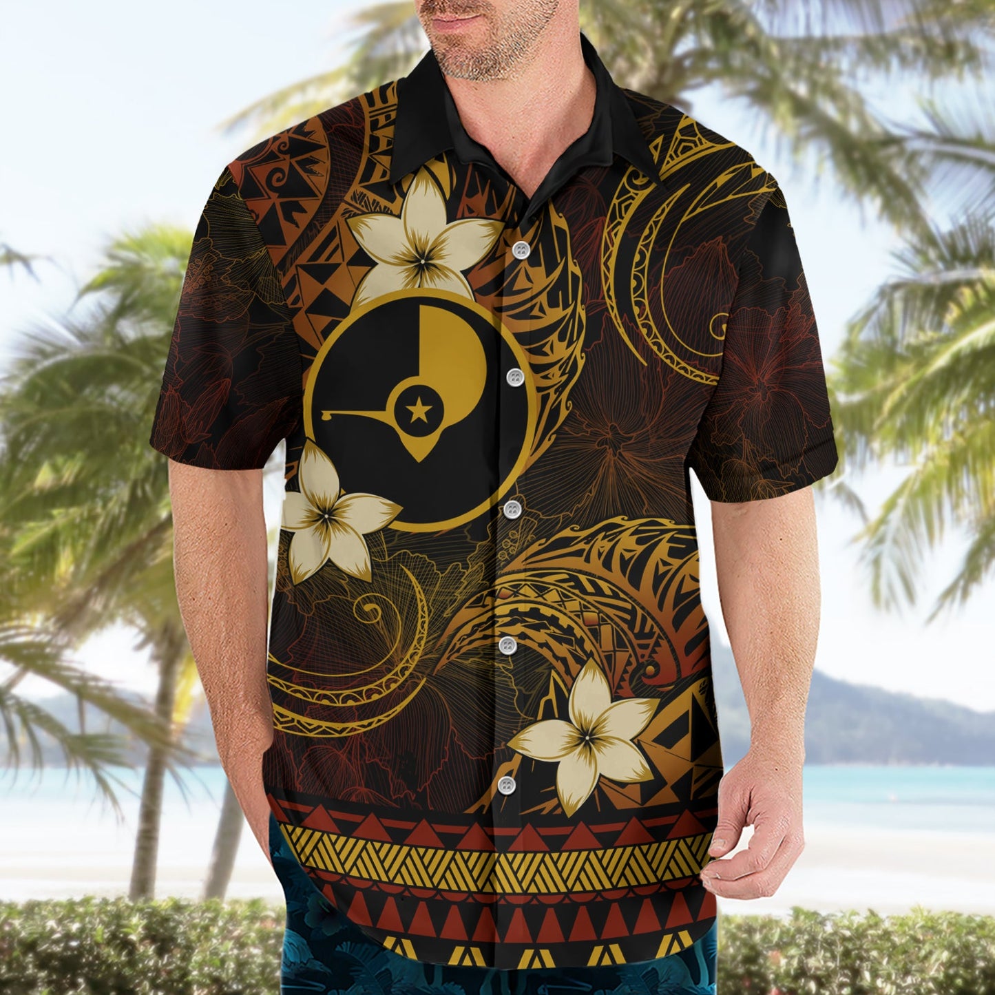FSM Yap State Hawaiihemd Tribalmuster Goldversion LT01