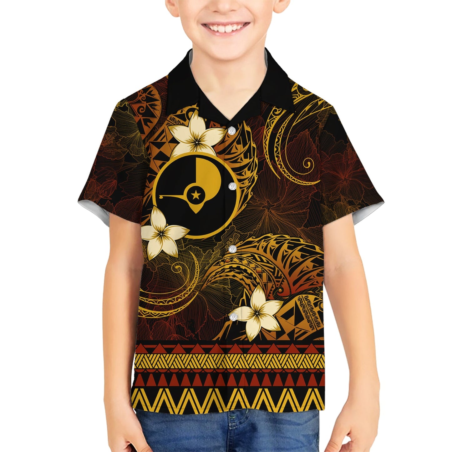 FSM Yap State Hawaiihemd Tribalmuster Goldversion LT01