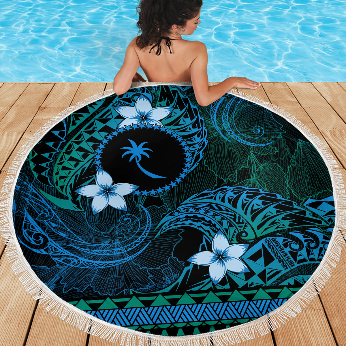 Neuseeland Hei Tiki Stranddecke Maori Lila Papua Muschelmuster LT03