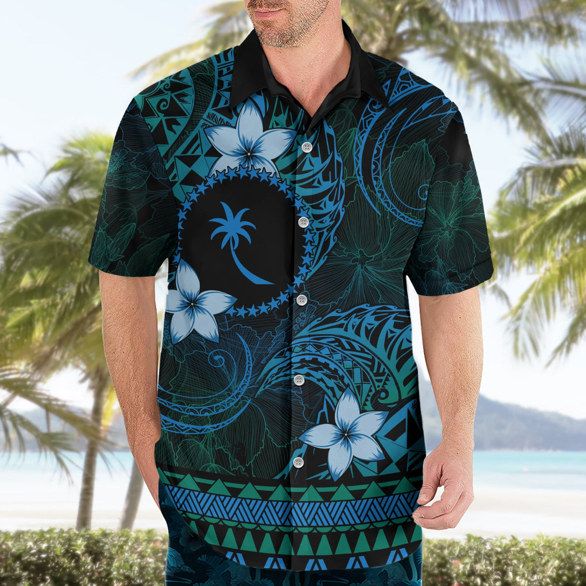 FSM Chuuk State Hawaiihemd Tribal Muster Ozean Version LT01