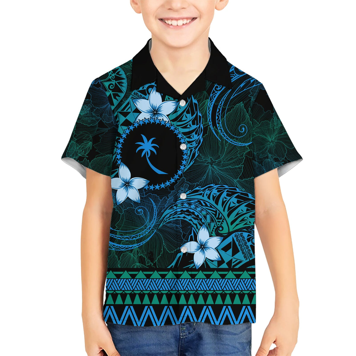 FSM Chuuk State Hawaiihemd Tribal Muster Ozean Version LT01