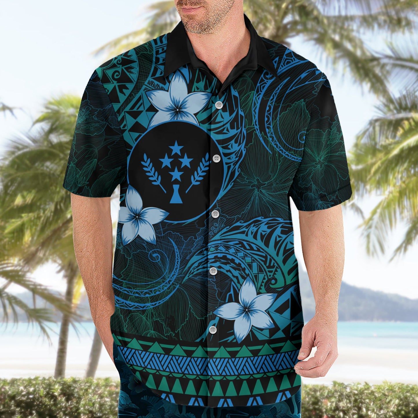 FSM Kosrae State Hawaiihemd Tribal Muster Ozean Version LT01