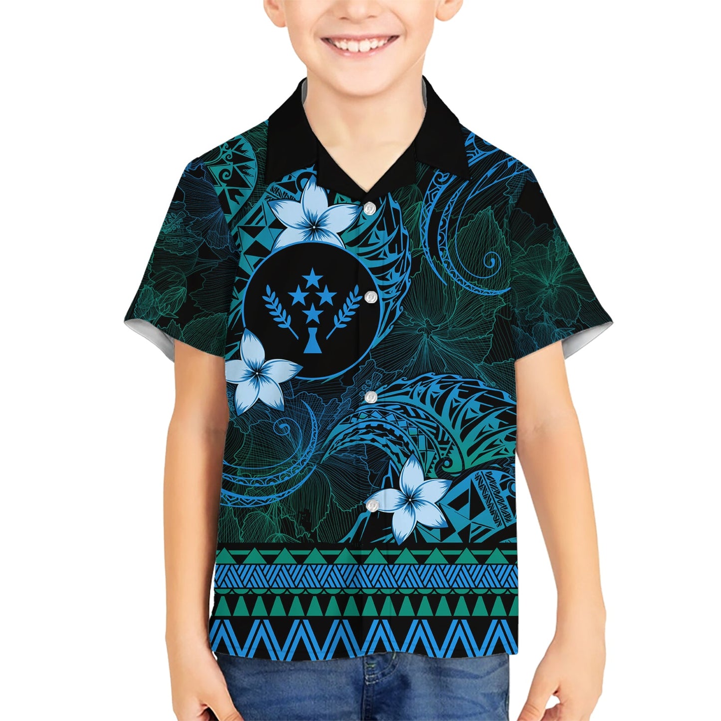 FSM Kosrae State Hawaiihemd Tribal Muster Ozean Version LT01