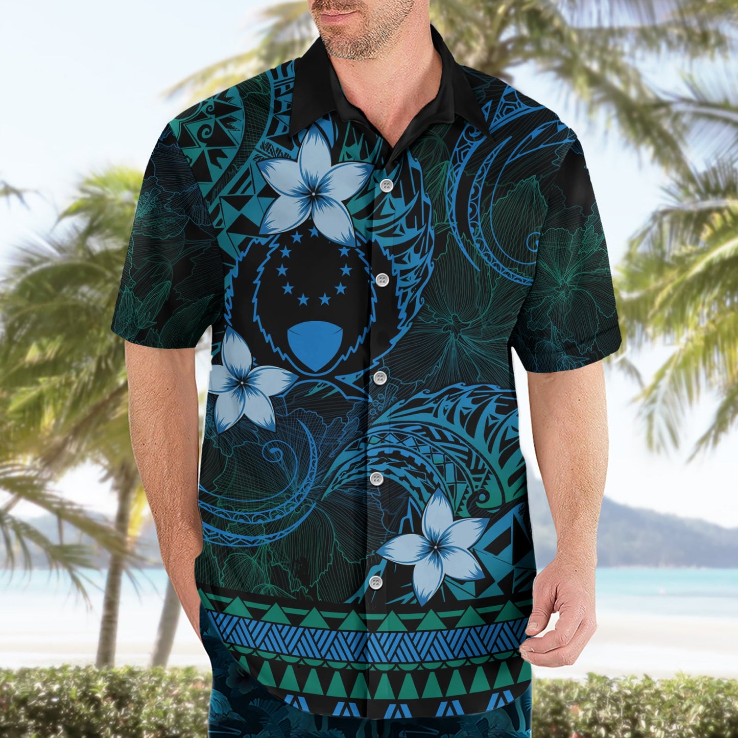 FSM Pohnpei State Hawaiihemd Tribal Muster Ozean Version LT01
