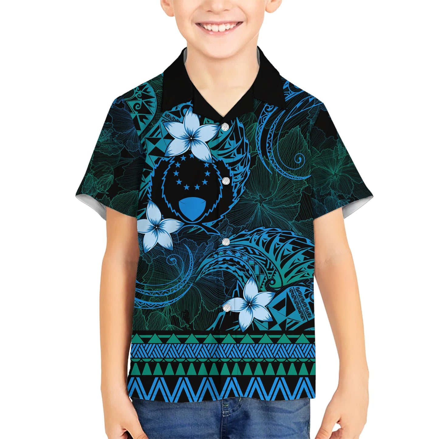 FSM Pohnpei State Hawaiihemd Tribal Muster Ozean Version LT01