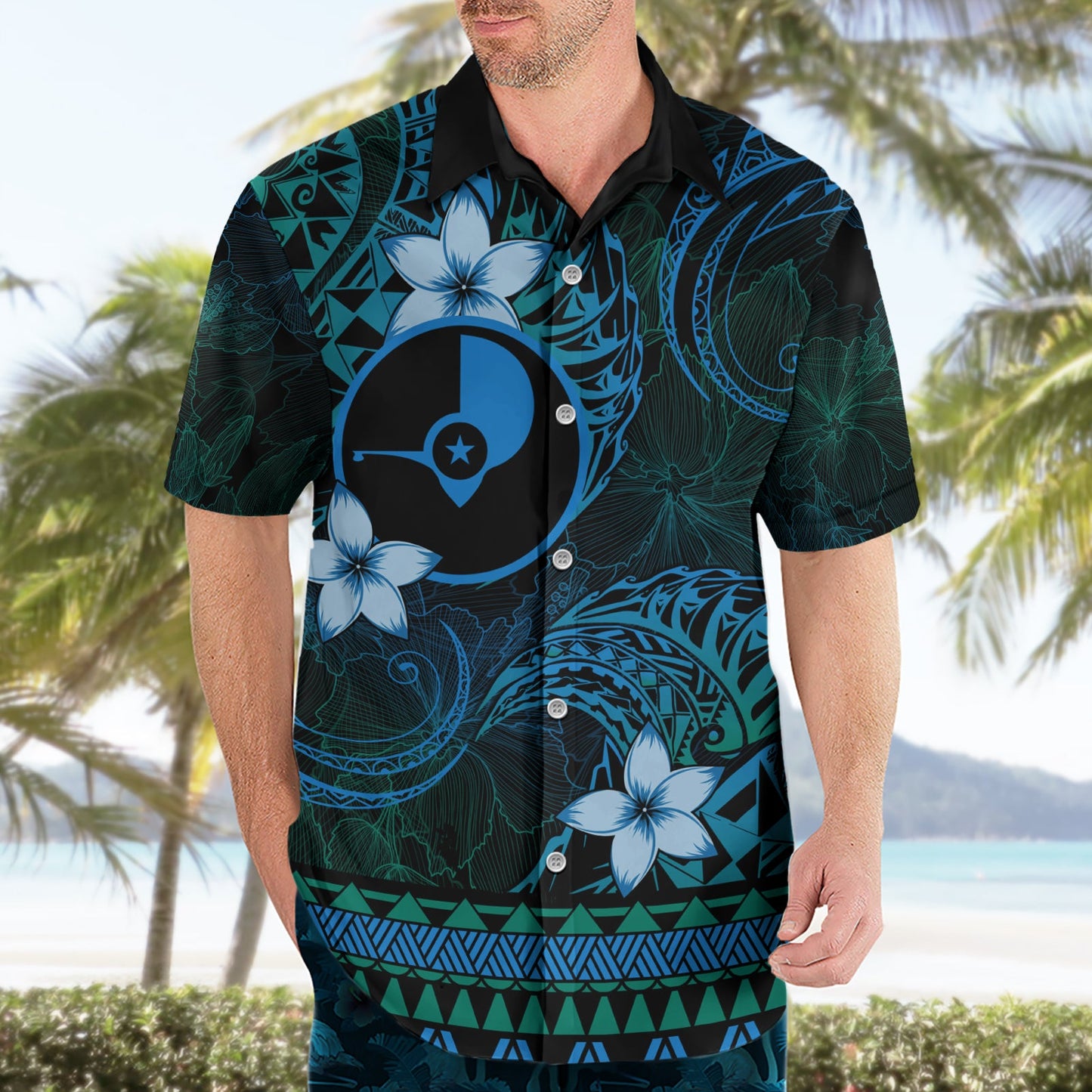 FSM Yap State Hawaiihemd Tribal Muster Ozean Version LT01