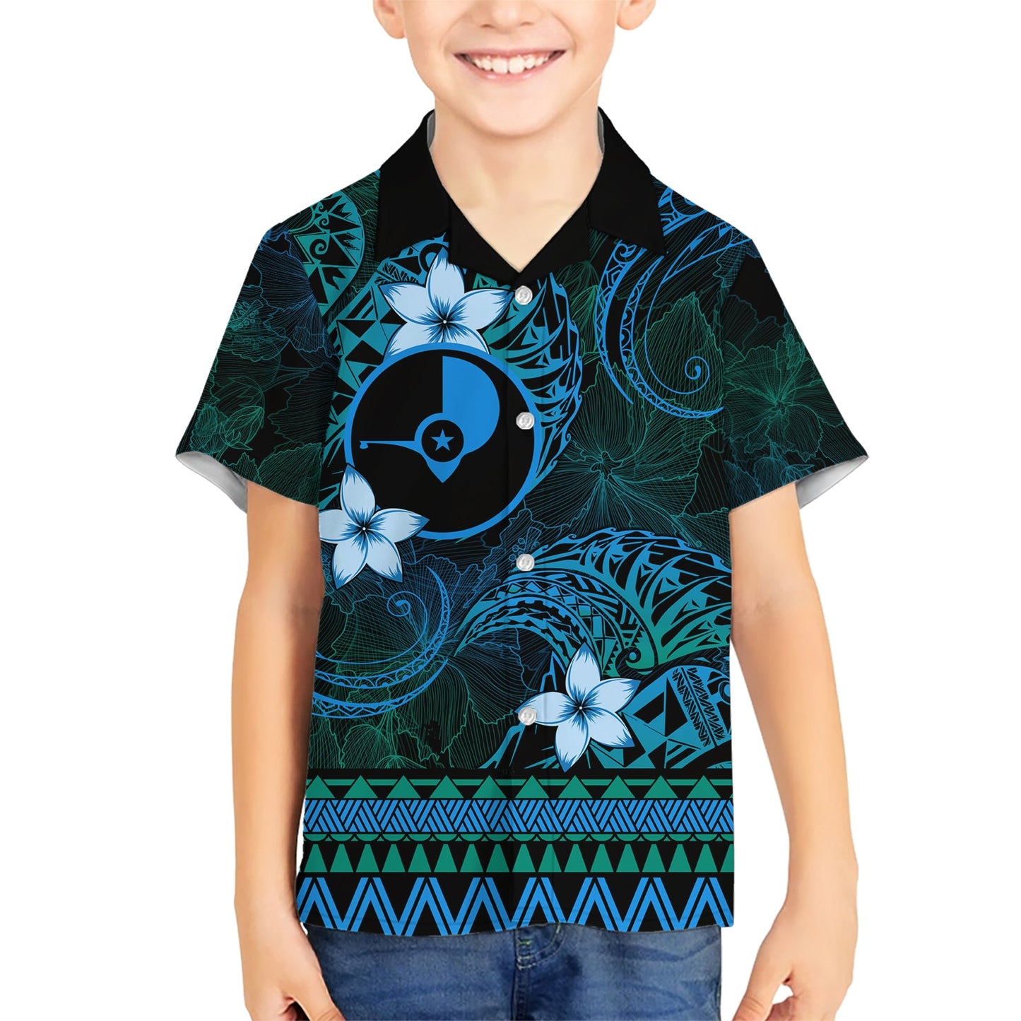 FSM Yap State Hawaiihemd Tribal Muster Ozean Version LT01