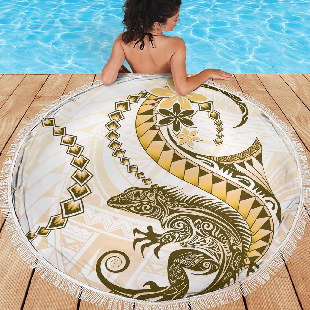 Palau Constitution Day Stranddecke xxl Belau Seal mit Frangipani Polynesian Muster - Blau LT14