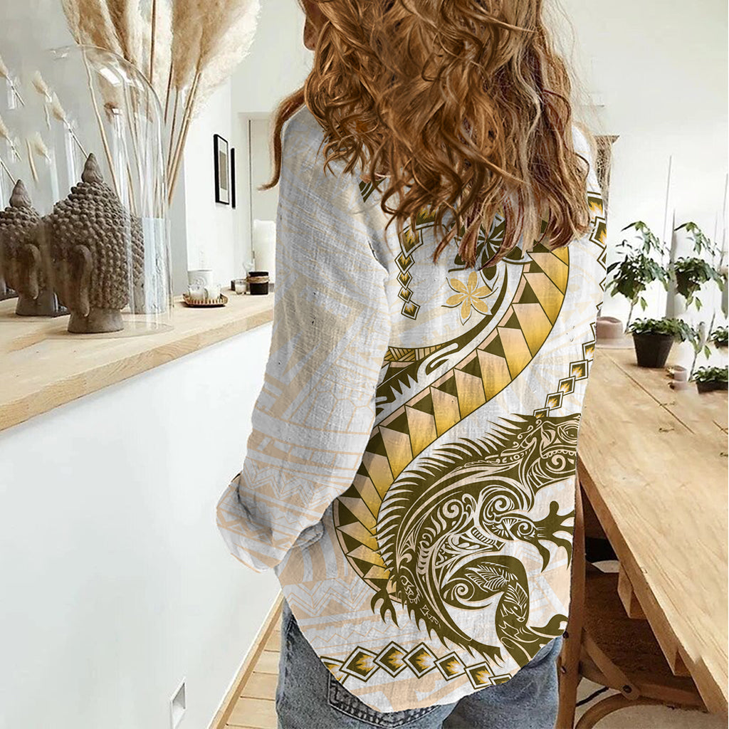 Gold Maori Tuatara Damen Freizeithemd Luxus Pastell Muster LT01
