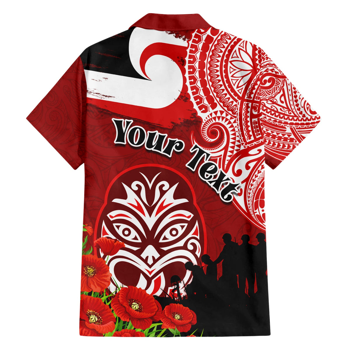 Neuseeland ANZAC Waitangi Day Hawaiihemd Lest We Forget Soldier Tiki Maori Style LT03