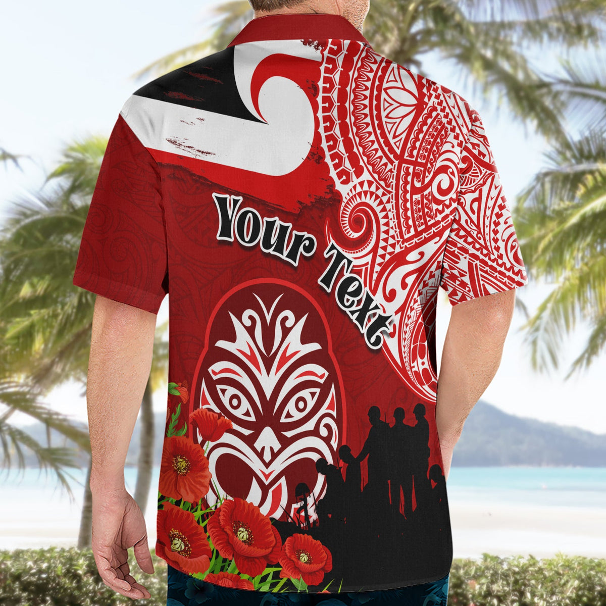 Neuseeland ANZAC Waitangi Day Hawaiihemd Lest We Forget Soldier Tiki Maori Style LT03