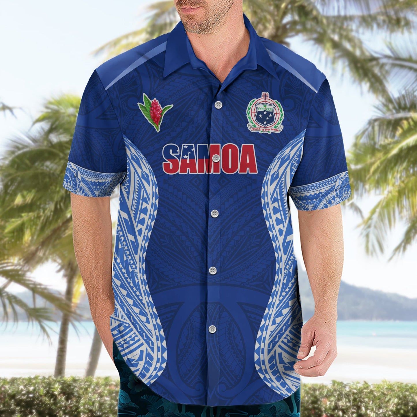 Benutzerdefinierte Manu Samoa Rugby Hawaiian Shirt Polynesian Tattoo LT03